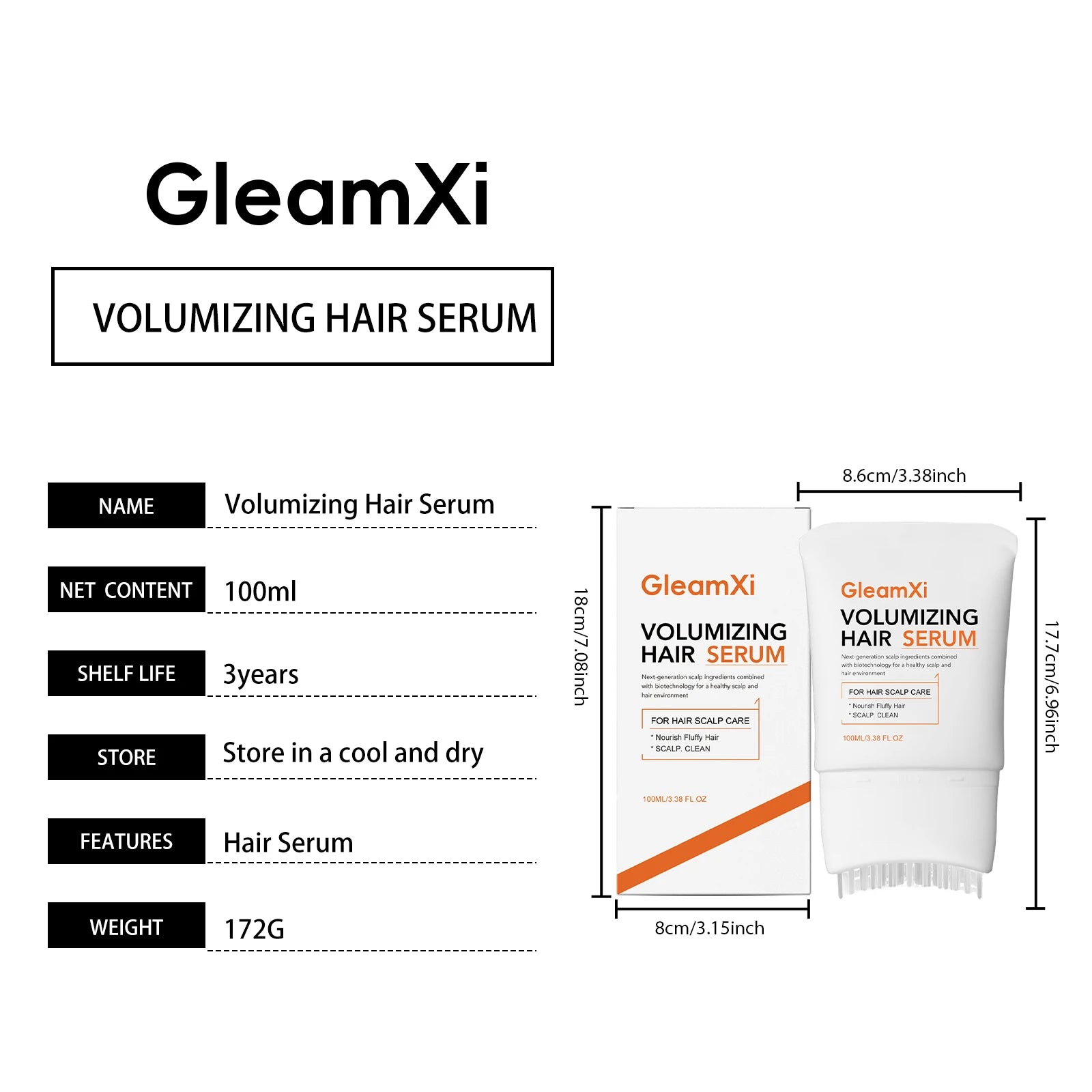 GleamXi Volumizing Hair Serum Healthy Scalp Care Deeply Nourishing Moisturizing Softening Repair Damage Hair Care Cream 100ml
