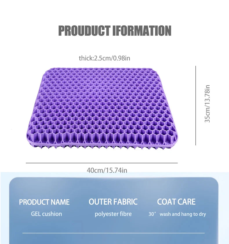 Automotive Gel Seat Cushions Designed for Summer Breathable Honeycomb Decompression Back Tailbone Pain Home Office Wheelchair