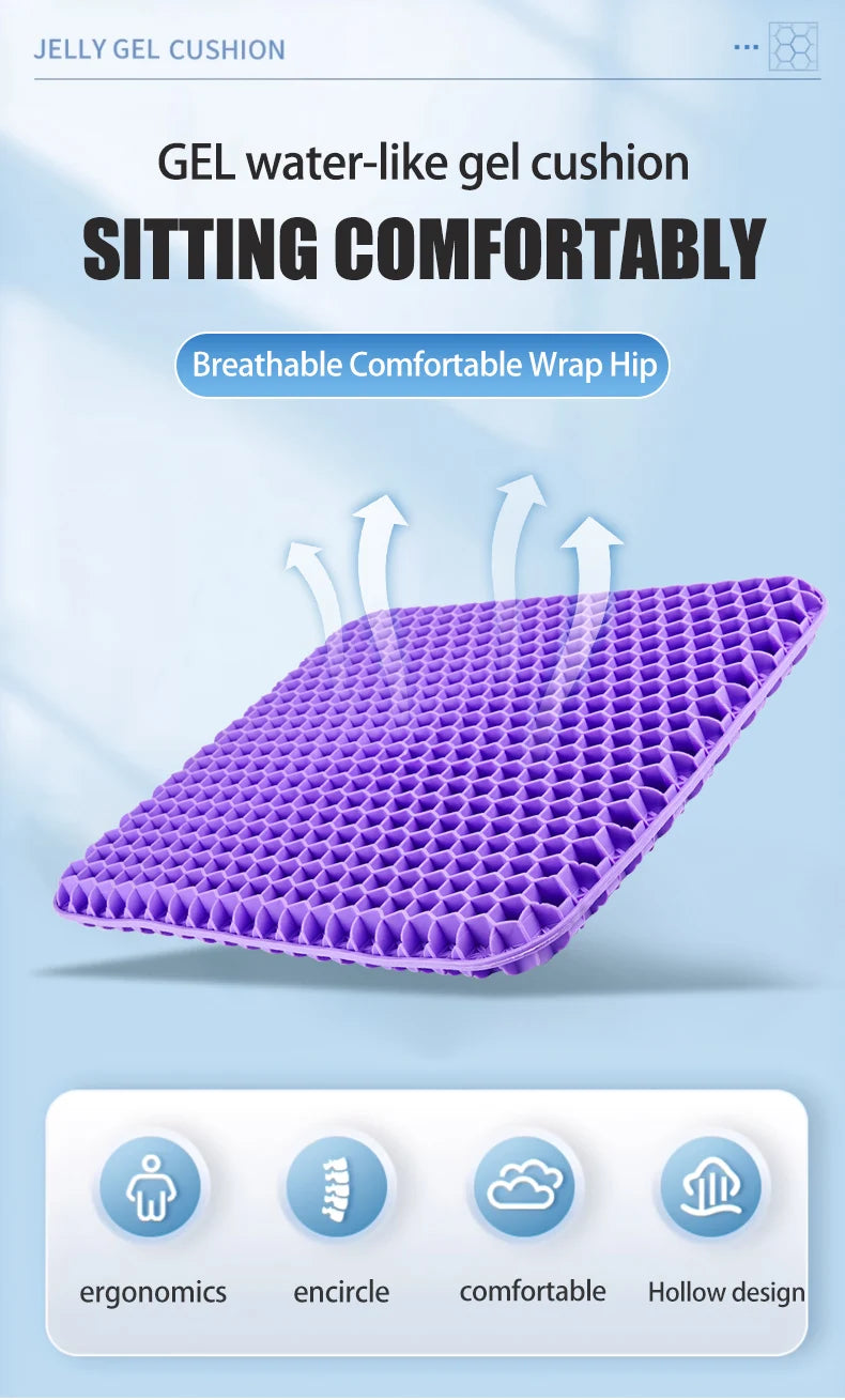 Automotive Gel Seat Cushions Designed for Summer Breathable Honeycomb Decompression Back Tailbone Pain Home Office Wheelchair