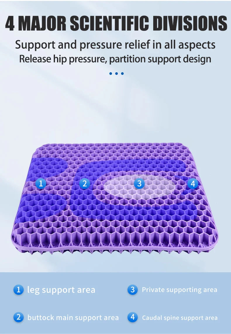 Automotive Gel Seat Cushions Designed for Summer Breathable Honeycomb Decompression Back Tailbone Pain Home Office Wheelchair