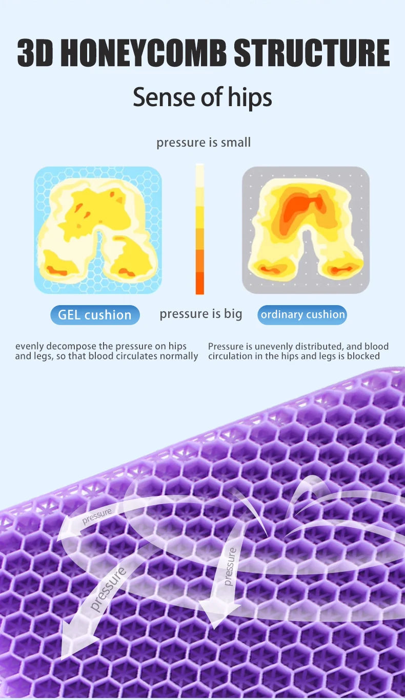 Automotive Gel Seat Cushions Designed for Summer Breathable Honeycomb Decompression Back Tailbone Pain Home Office Wheelchair